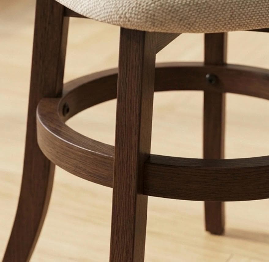 Set of 2 Cream and Brown Bar Stools | 29" Height | Kitchen Island Counter Seat | Minimalist Style