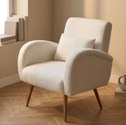 Cream Accent Armchair | 32.7" Height | Living Room Chair | Mid Century Style