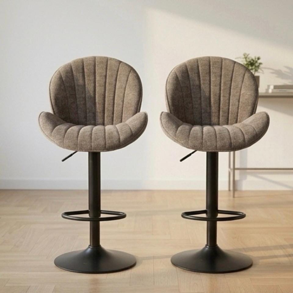 Gray Shell Back Swivel Bar Stool | 32.7" Height | Kitchen Island Counter Seat | Modern Style