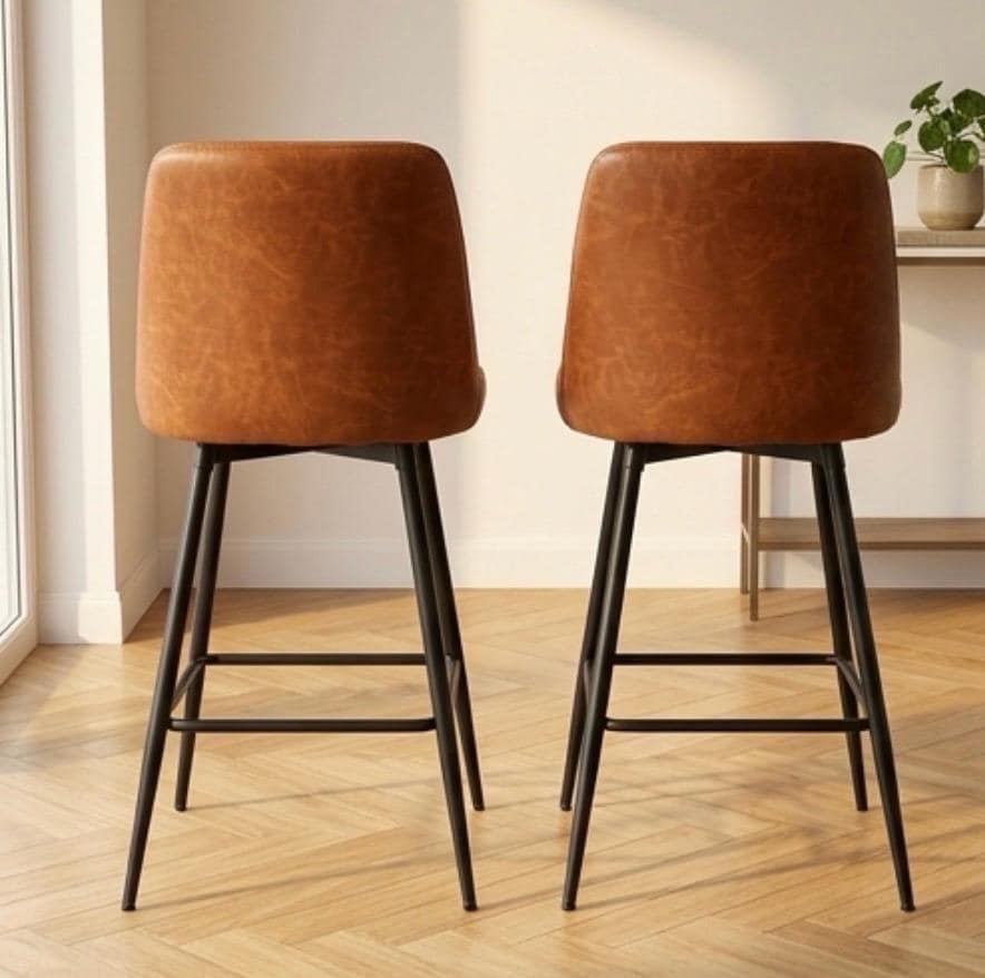 Set of 2 Black Counter Stools | 38.5" Height | Kitchen Island Counter Seat | Modern Style