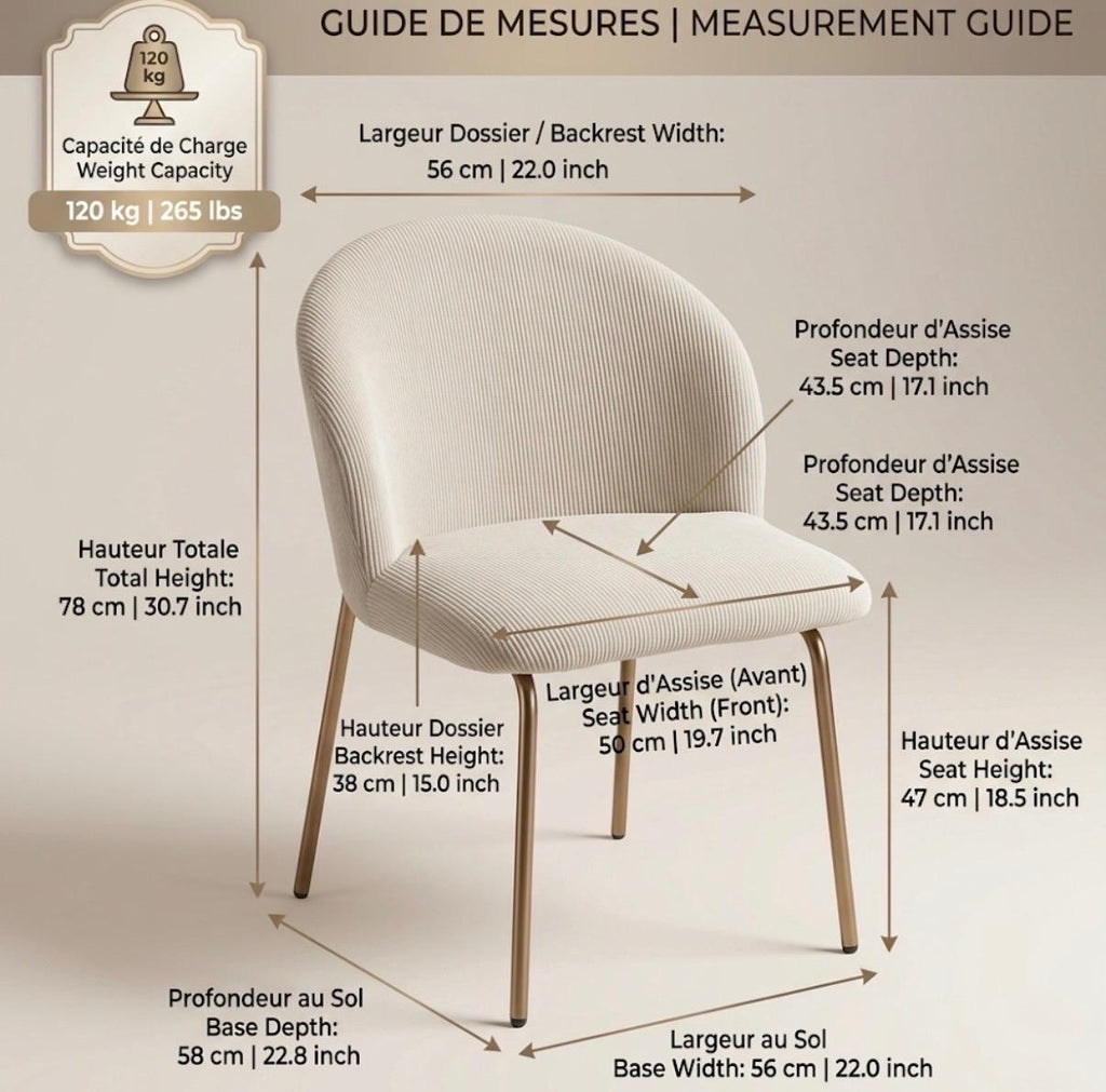 Off White Accent Chair | 30.7" Height | Dining Room Seat | Modern Style