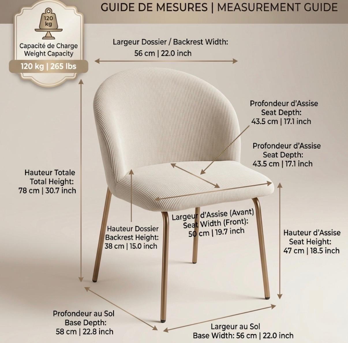 Off White Accent Chair | 30.7" Height | Dining Room Seat | Modern Style