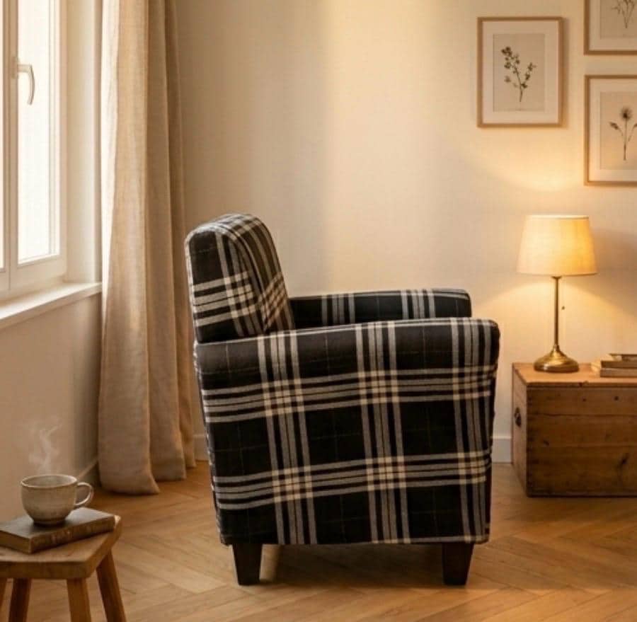 Black and White Checkered Accent Chair | 29.7" Height | Living Room Chair | Modern Style
