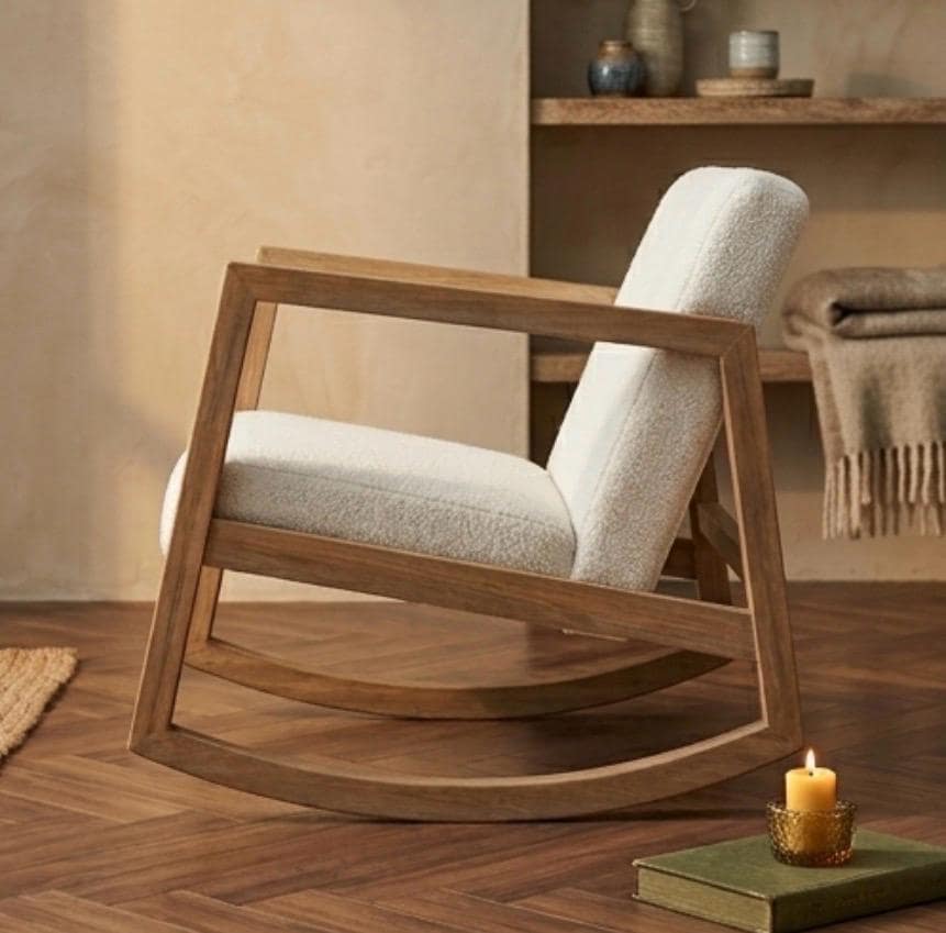 Cream Rocking Chair | 28" Height | Living Room Chair | Scandinavian Style
