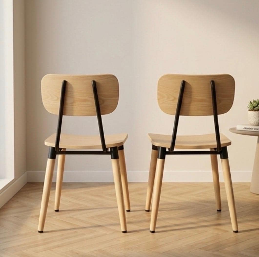 Set of 2 Natural Wood Dining Chairs | 30" Height | Dining Room Seat | Modern Style