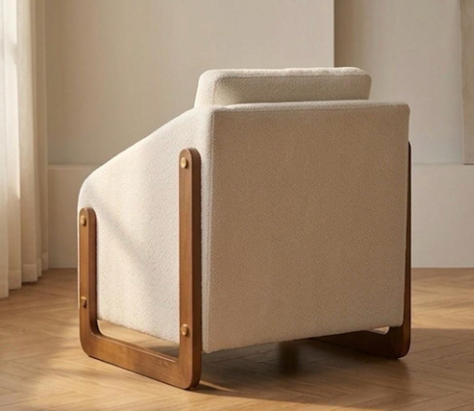 Cream Accent Armchair | 29" Height | Living Room Chair | Mid Century Style