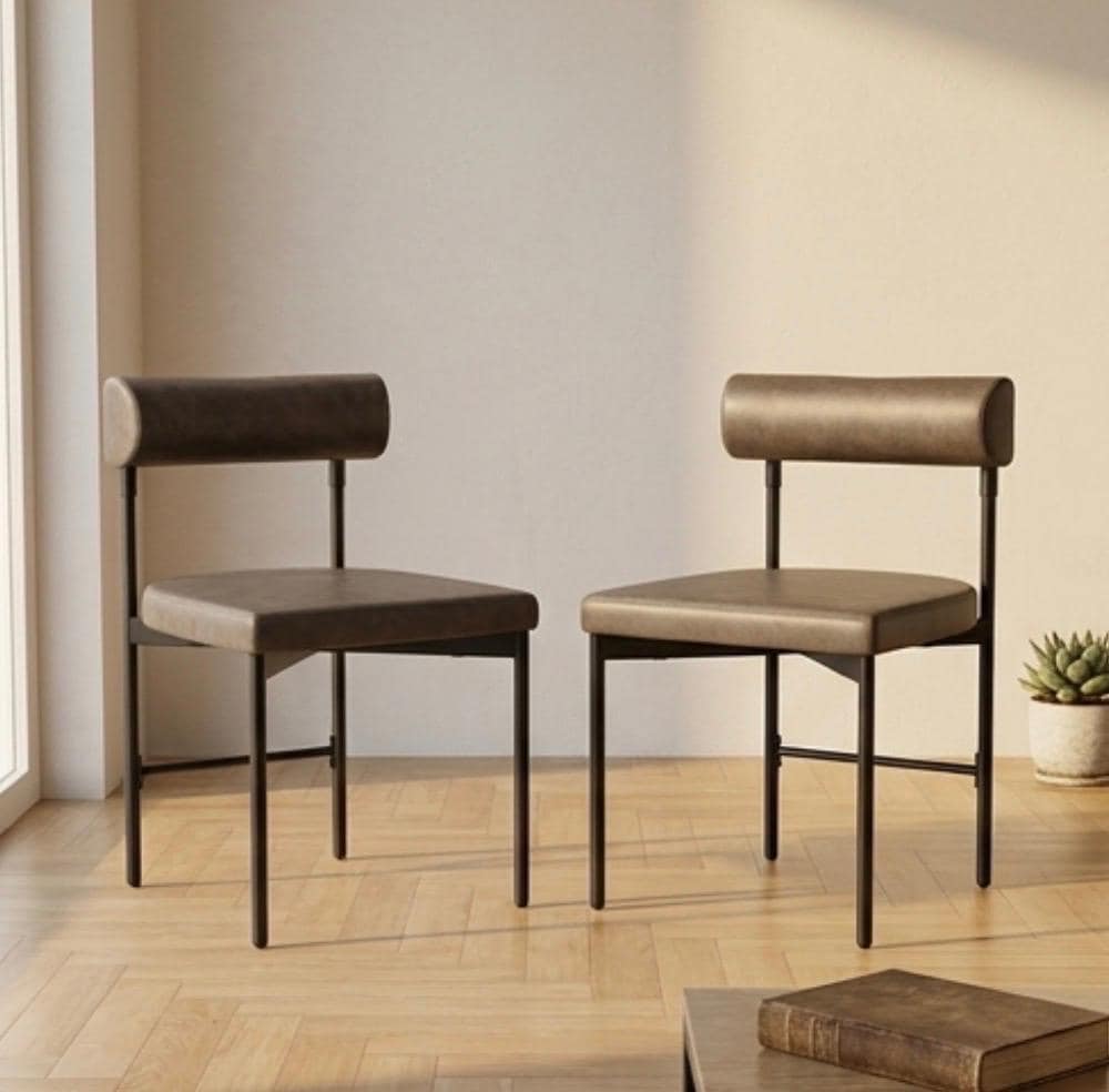 Set of 2 Brown Dining Chairs | 29.1" Height | Dining Room Seat | Industrial Style