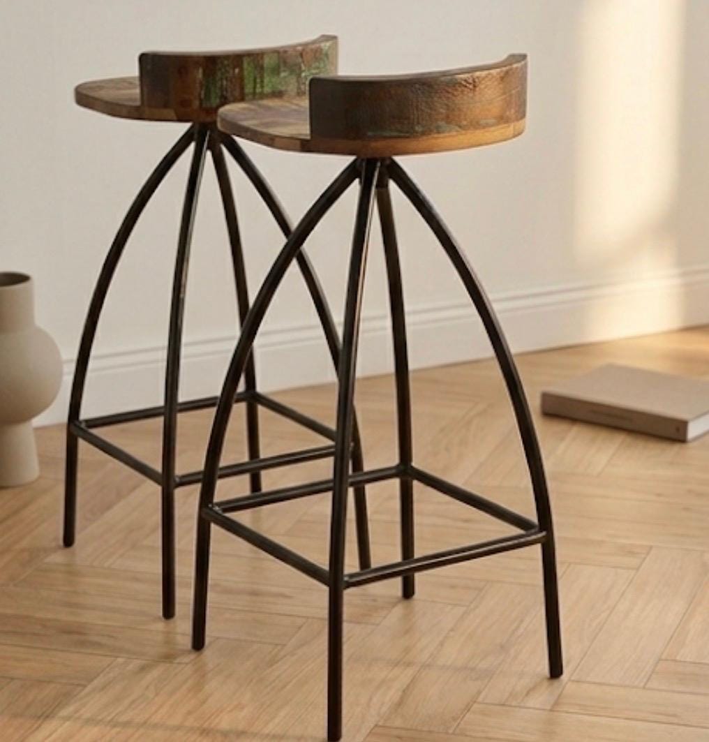 Black Bar Stool | 27.5" Height | Kitchen Island Counter Seat | Industrial Style