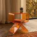 Orange Side Table | 17.7" Height | Living Room Accent Table | Modern Style