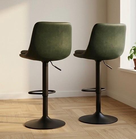 Green Bar Stool | 44.9" Height | Home Bar Chair | Industrial Style