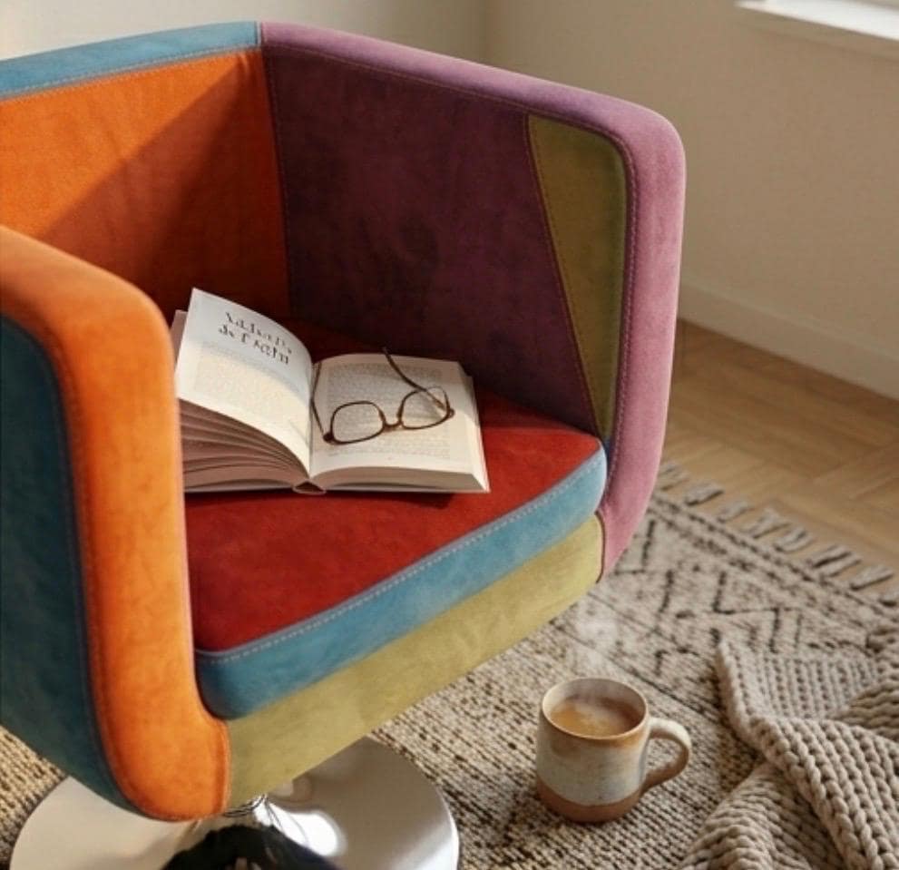 Colorful Patchwork Armchair | 20.5" Height | Living Room Chair | Boho Style