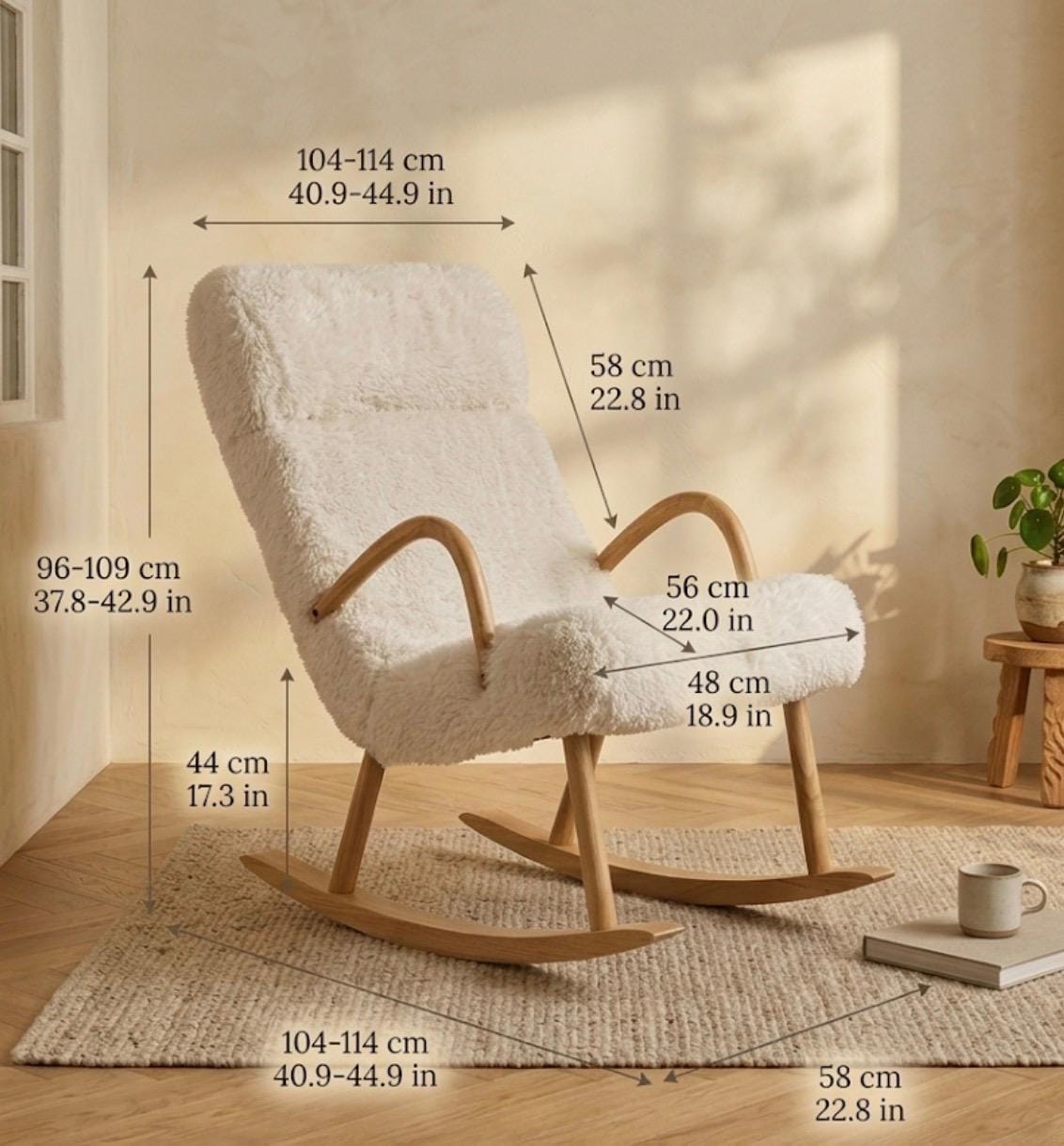 Cream Rocking Chair | 42.9" Height | Living Room Chair | Minimalist Style