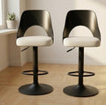 Set of 2 White Cushioned Bar Stools | 25-33" Height | Kitchen Island Counter Seat | Modern Style