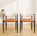 Set of 2 Orange White Black Accent Chairs | 30" Height | Kitchen Island Counter Seat | Postmodern Style