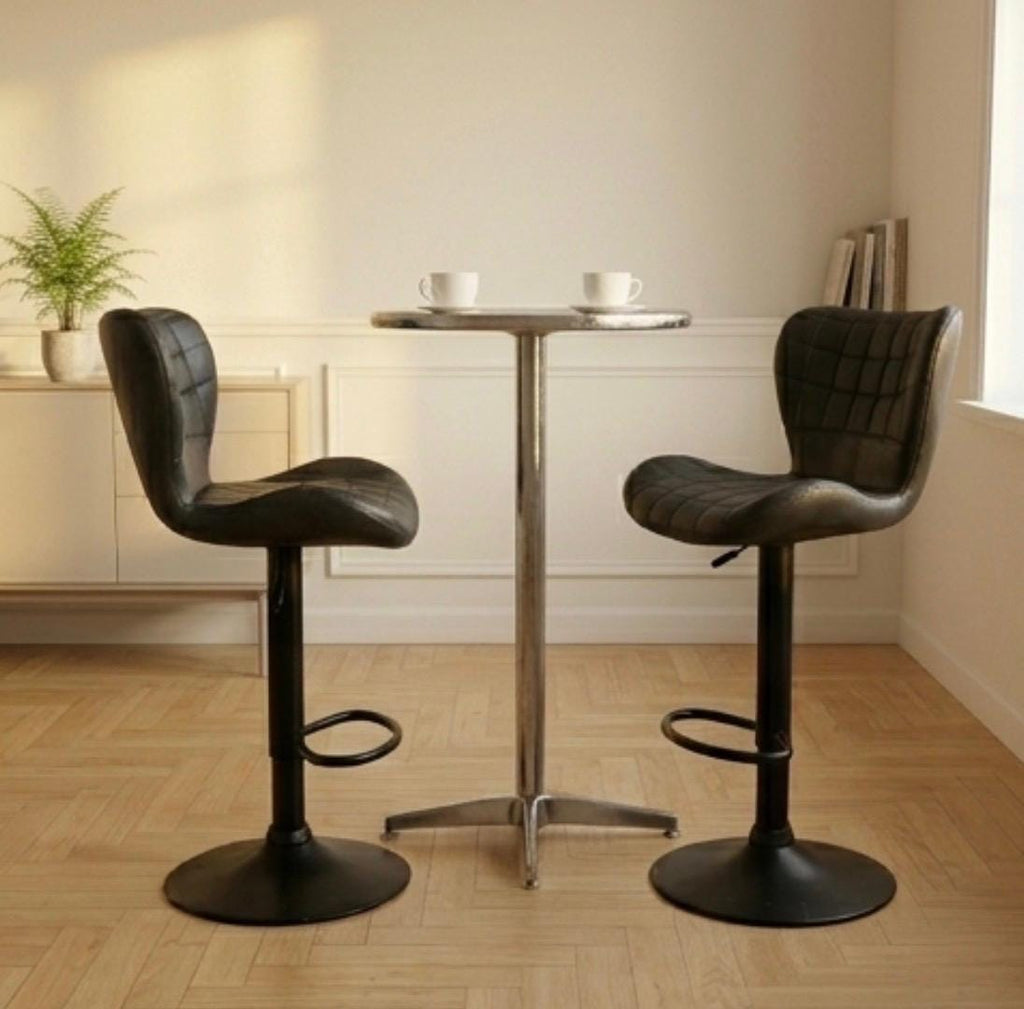 Gray Swivel Bar Stool | 32" Height | Home Bar Chair | Contemporary Style