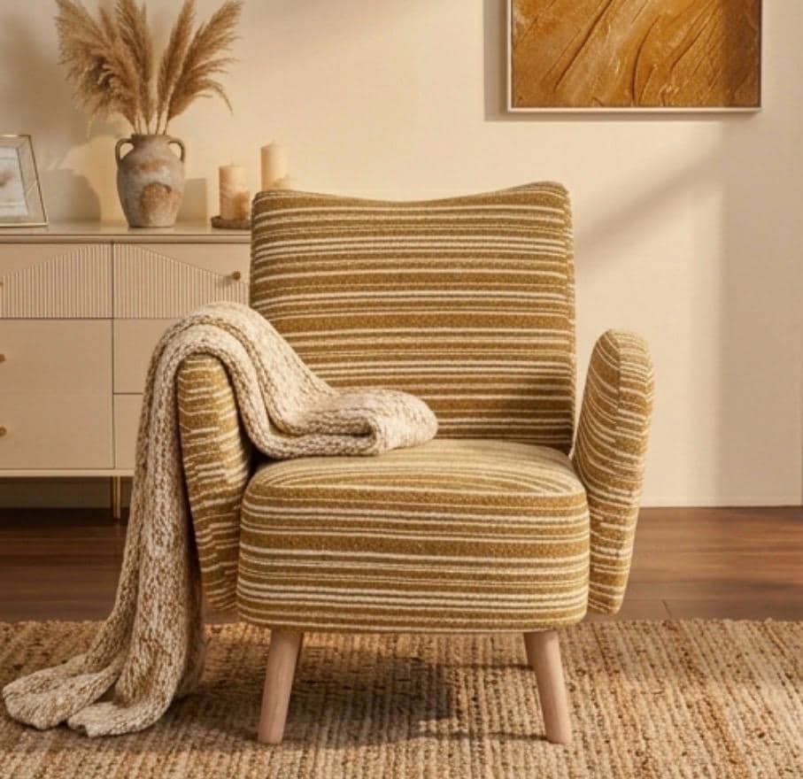 Mustard Yellow Armchair | 34.3" Height | Living Room Chair | Mid Century Style