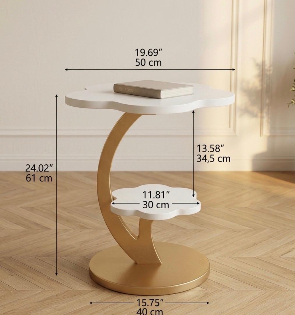 White Floral Side Table | 24" Height | Living Room Accent Table | Modern Style