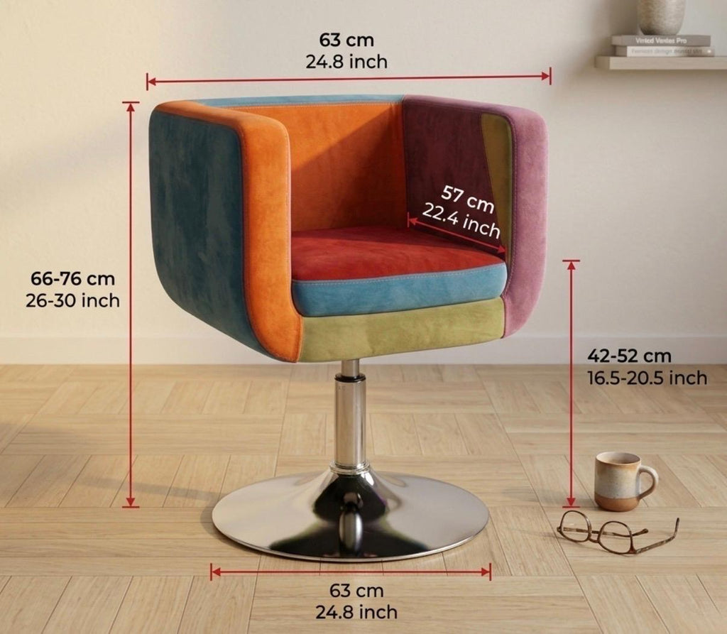 Colorful Patchwork Armchair | 20.5" Height | Living Room Chair | Boho Style