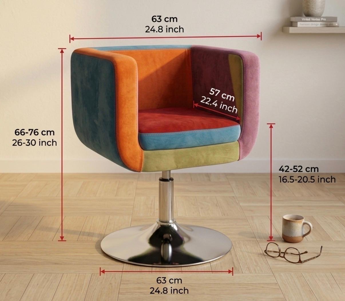 Colorful Patchwork Armchair | 20.5" Height | Living Room Chair | Boho Style