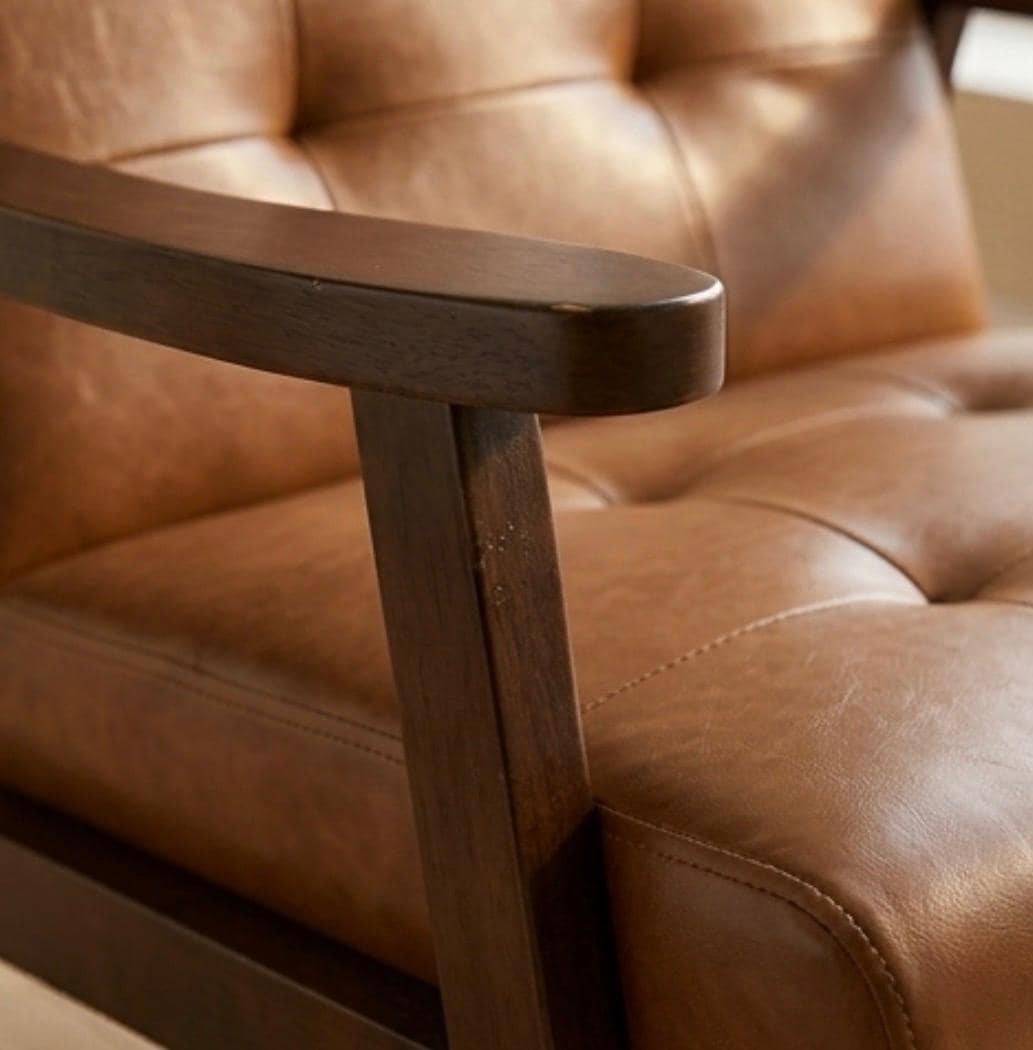 Brown Mid Century Armchair | 29" Height | Living Room Chair | Mid Century Style