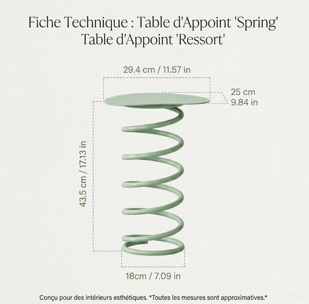 Sage Green Side Table | 17" Height | Sofa Side Table | Modern Style