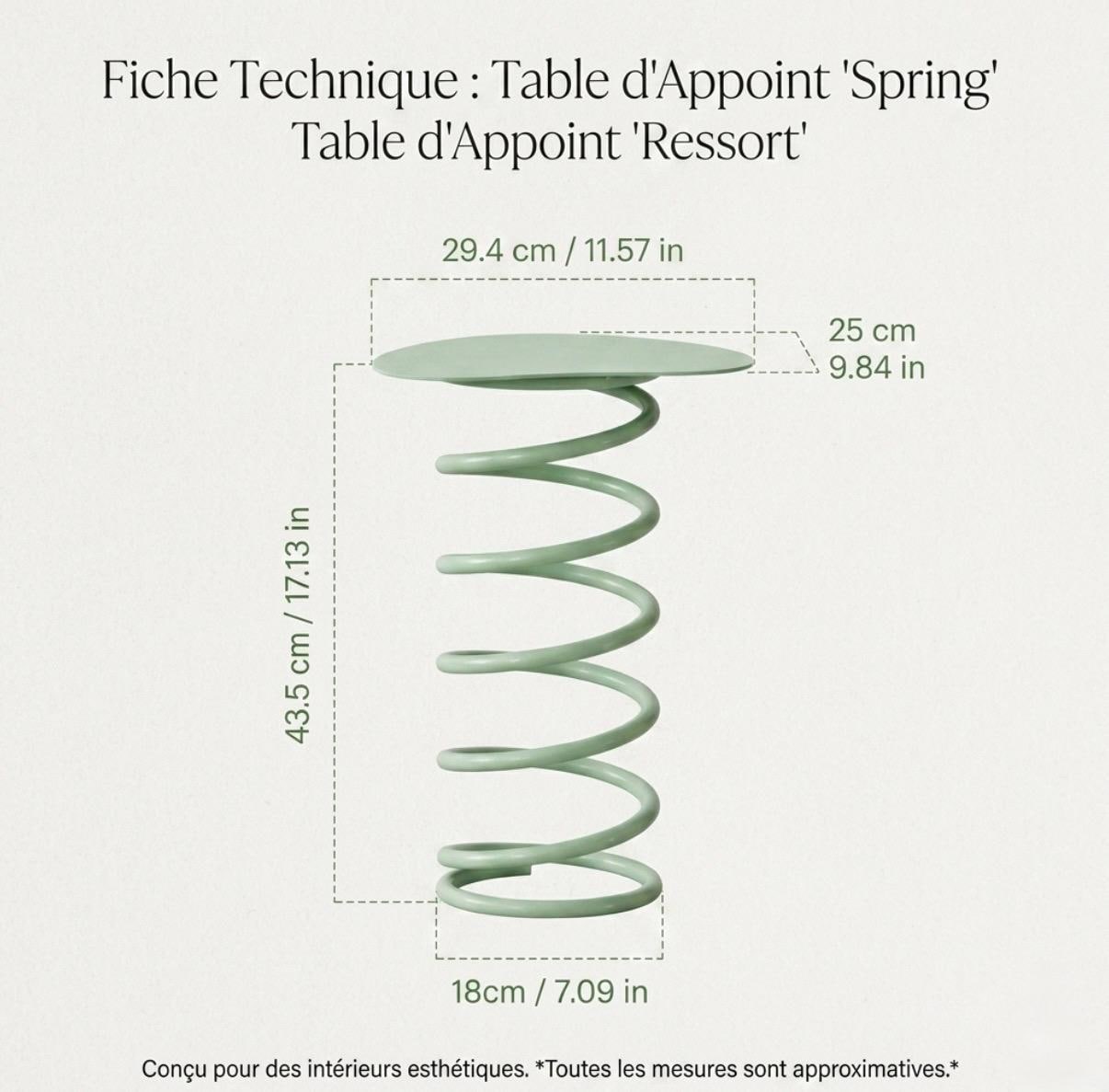 Sage Green Side Table | 17" Height | Sofa Side Table | Modern Style