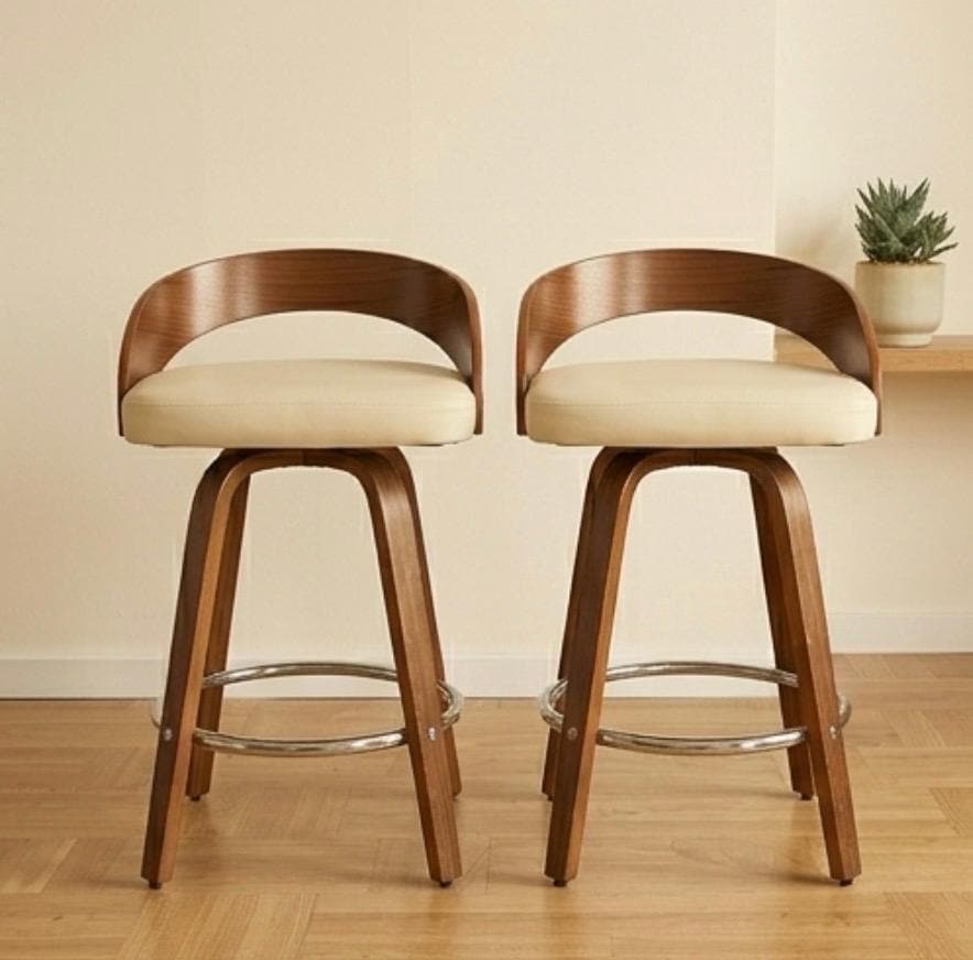 Mid Century Bar Stool | 25" Height | Kitchen Island Counter Seat | Minimalist Style