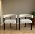Set of 2 Off White Armchairs | 18.5" Height | Dining Room Seat | Modern Style