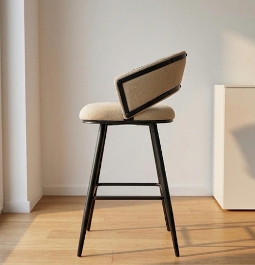 Set of 2 Grey Bar Stools | 38.5" Height | Kitchen Island Counter Seat | Modern Style