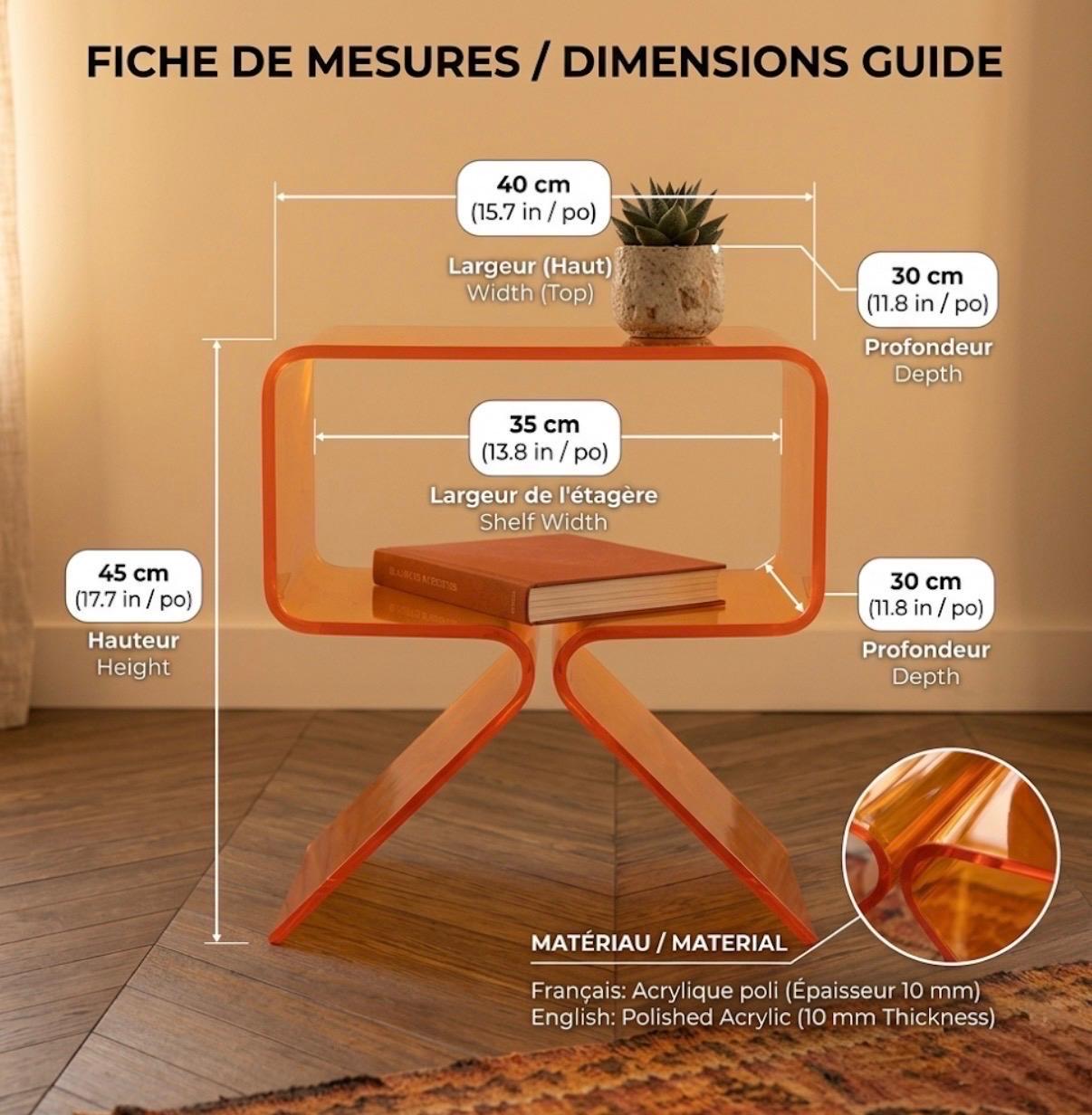 Orange Side Table | 17.7" Height | Living Room Accent Table | Modern Style
