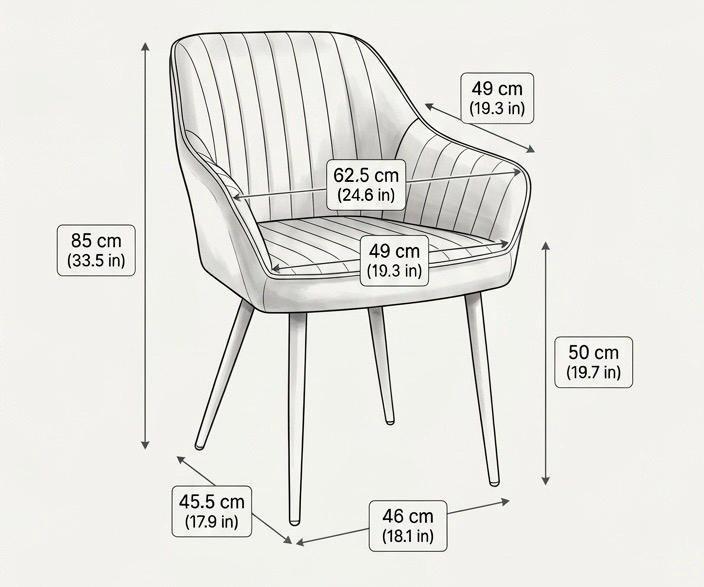 Ink Black Accent Chair | 33.5" Height | Living Room Chair | Modern Style