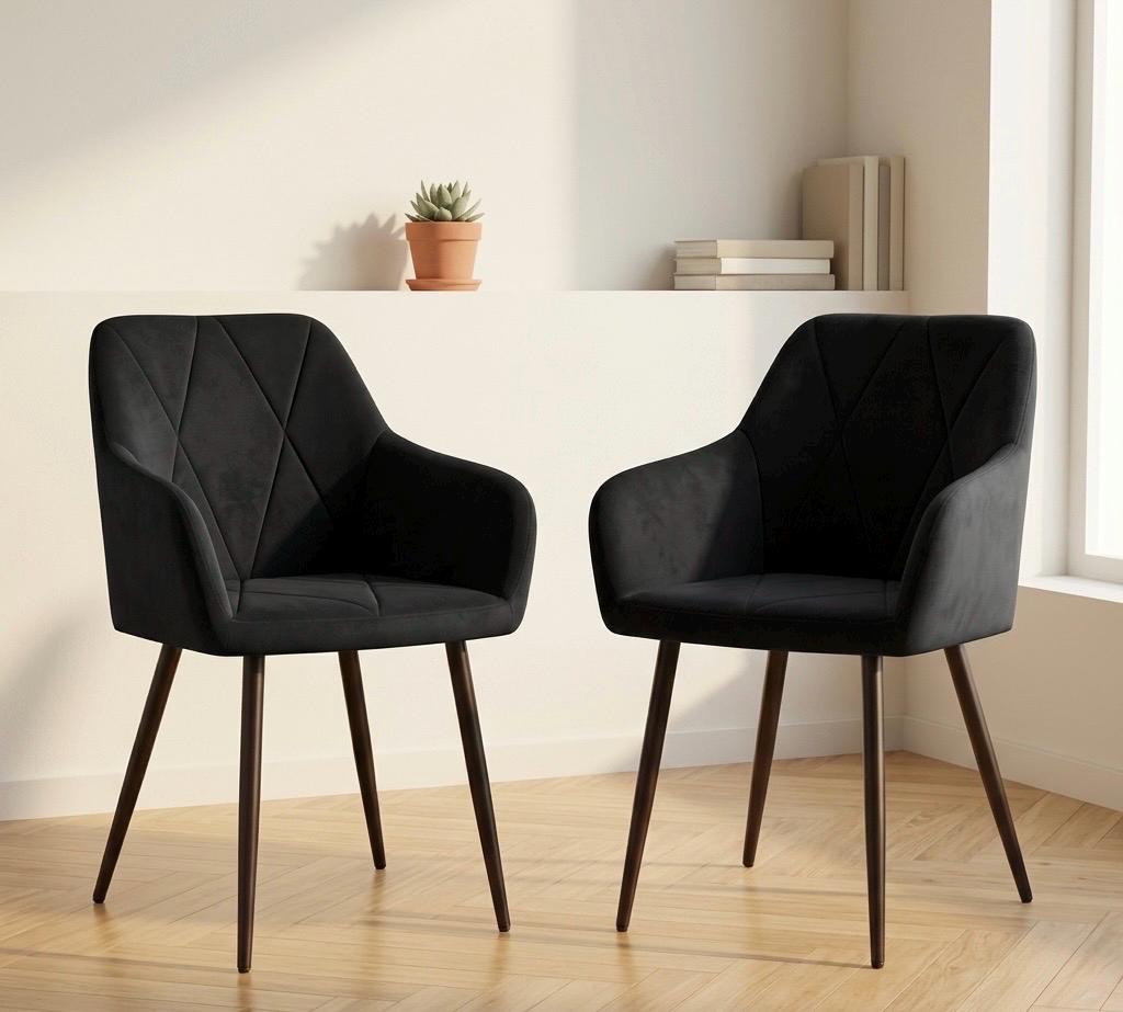 Set of 2 Black Accent Chairs | 32.7" Height | Dining Room Seat | Modern Style