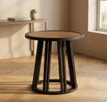Walnut Round Side Table | 20" Height | Bedroom End Table | Industrial Style