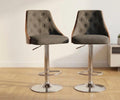 Set of 2 Gray Bar Stools | 24-33" Height | Kitchen Island Counter Seat | Modern Style
