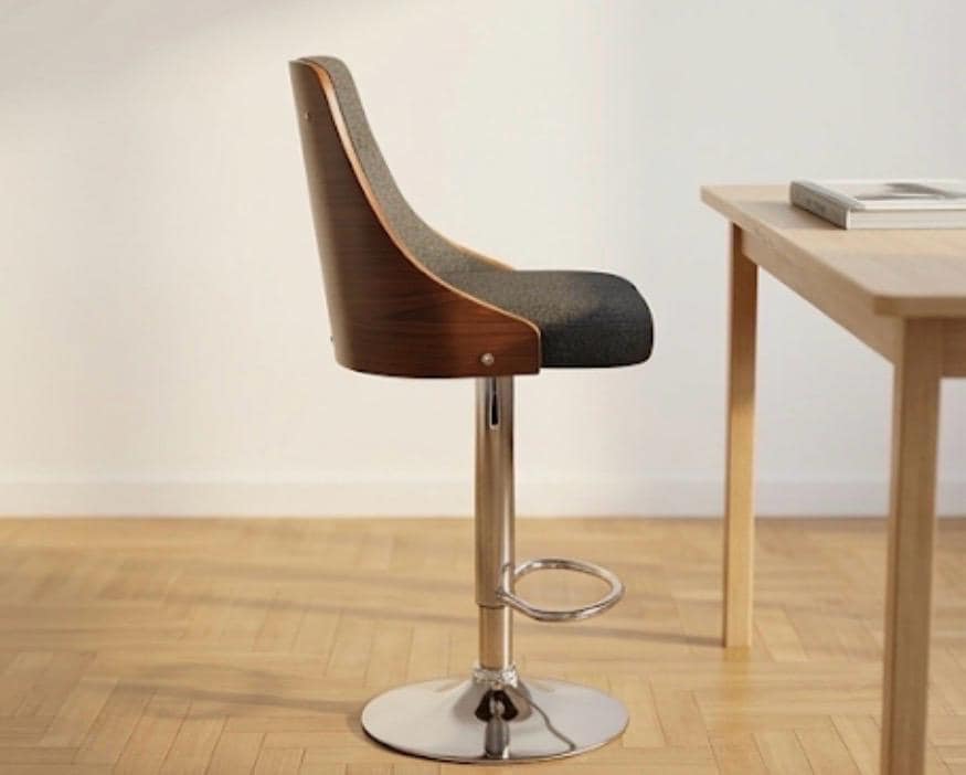 Set of 2 Gray Bar Stools | 24-33" Height | Kitchen Island Counter Seat | Modern Style