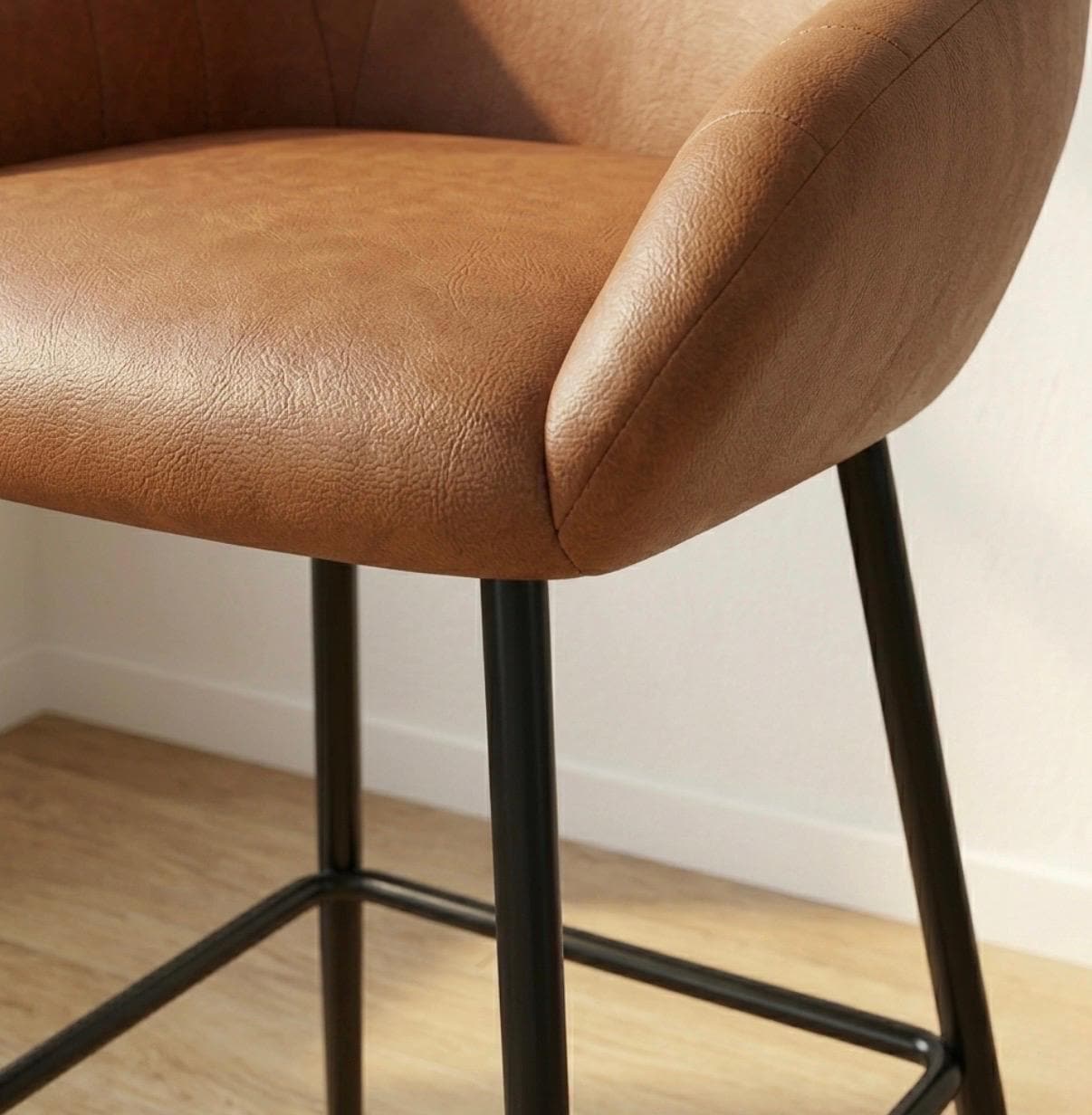 Set of 2 Brown Bar Stools | 26" Height | Kitchen Island Counter Seat | Modern Style