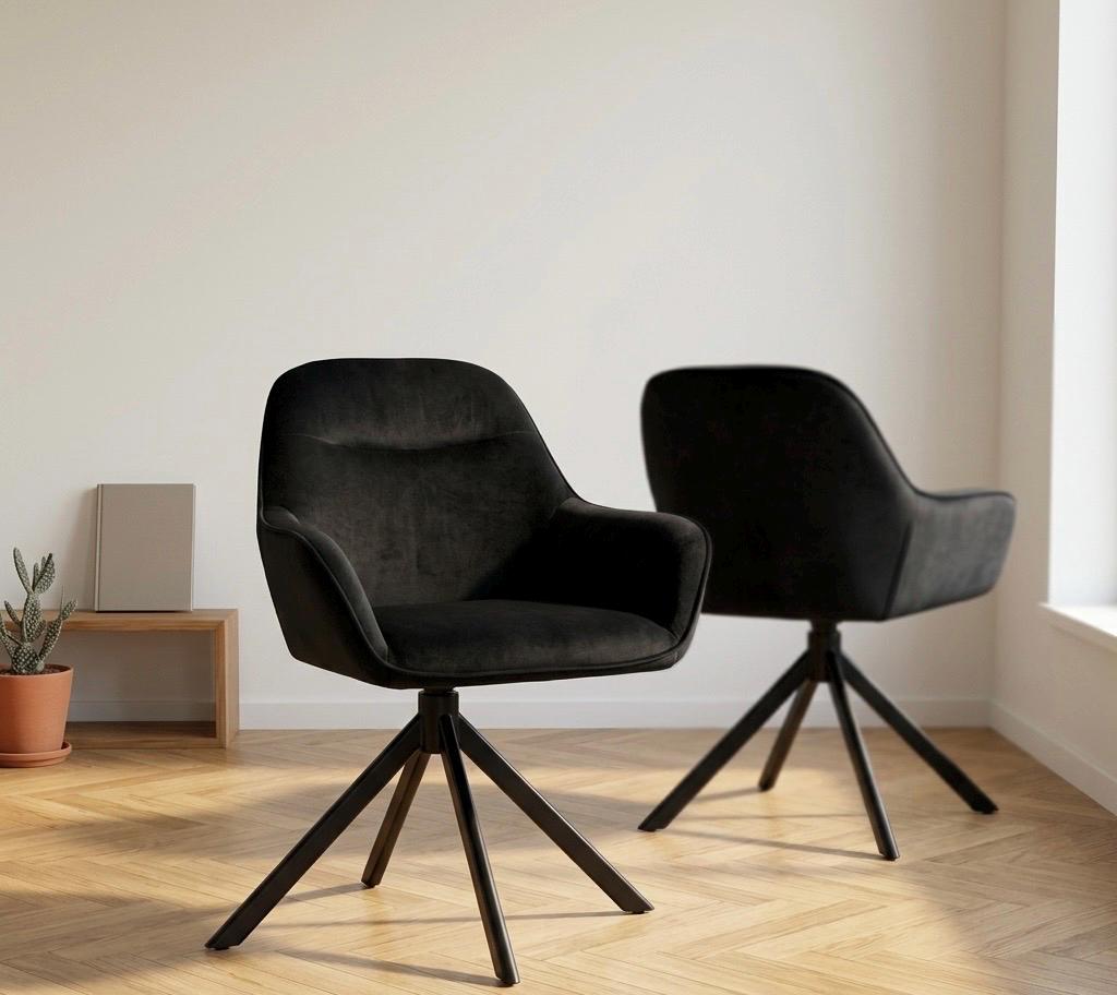 Set of 2 Black Swivel Chairs | 32.7" Height | Kitchen Island Counter Seat | Mid Century Style