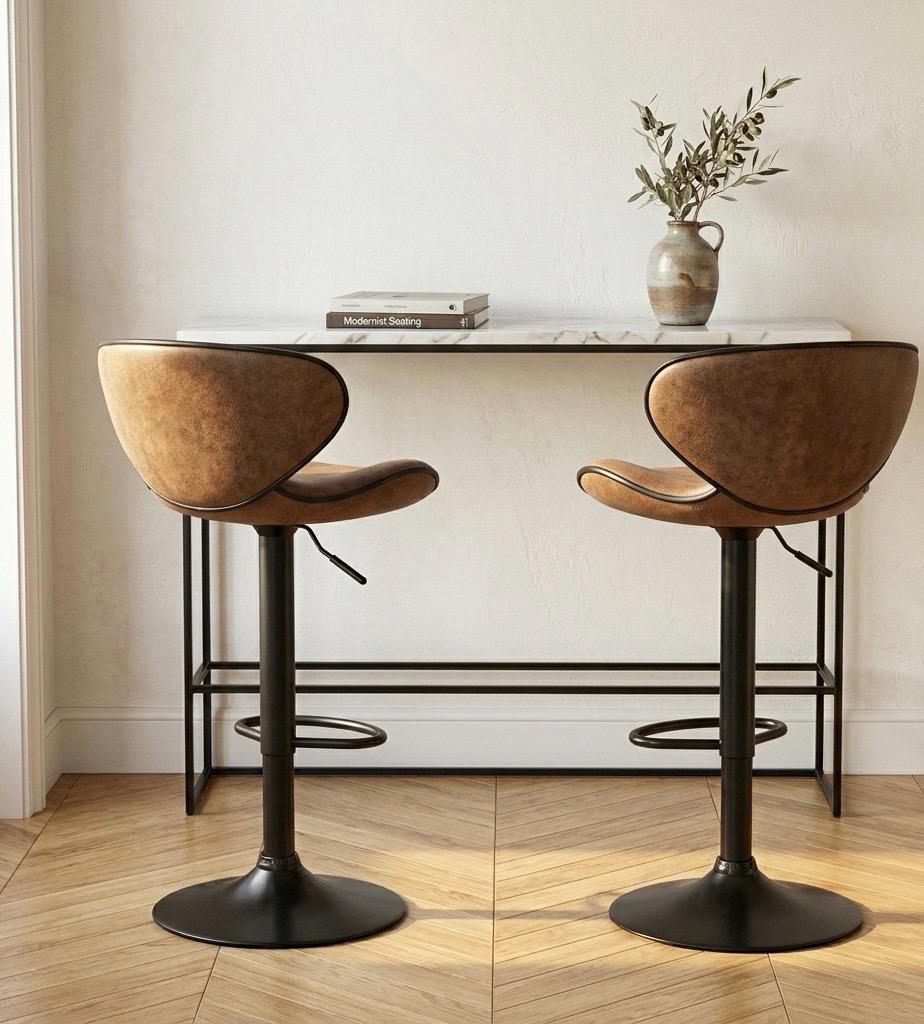 Rustic Brown Bar Stool | 33.5" Height | Home Bar Chair | Industrial Style