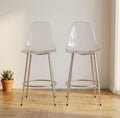 Set of 2 Clear Bar Stools | 26" Height | Kitchen Island Counter Seat | Modern Style