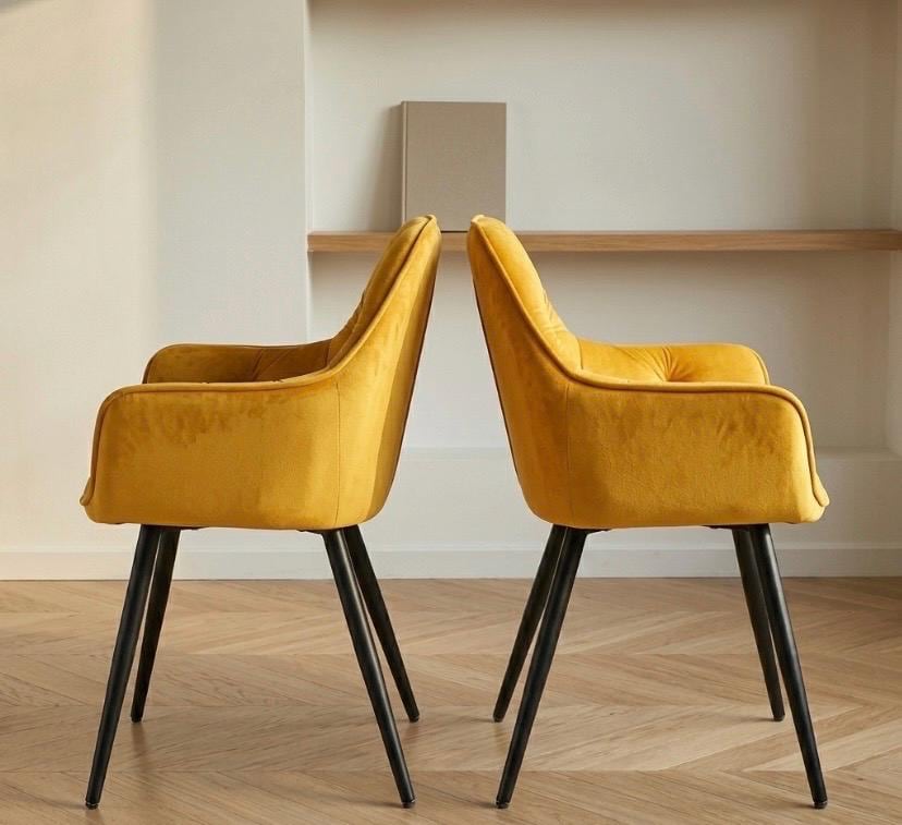 Set of 4 Yellow Dining Chairs | 32.7" Height | Dining Room Seat | Modern Style