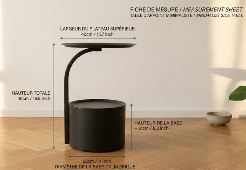 Black Side Table | 18.9" Height | Sofa Side Table | Minimalist Style