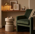 Off White Sculptural Side Table | 21" Height | Living Room Accent Table | Minimalist Style