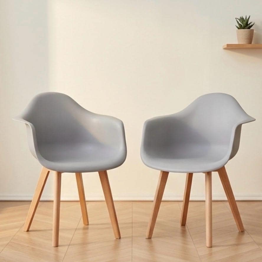 Set of 2 Gray Accent Chairs | 32.3" Height | Living Room Chair | Mid Century Style