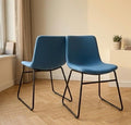 Set of 2 Blue Dining Chairs | 19.7" Height | Dining Room Seat | Minimalist Style