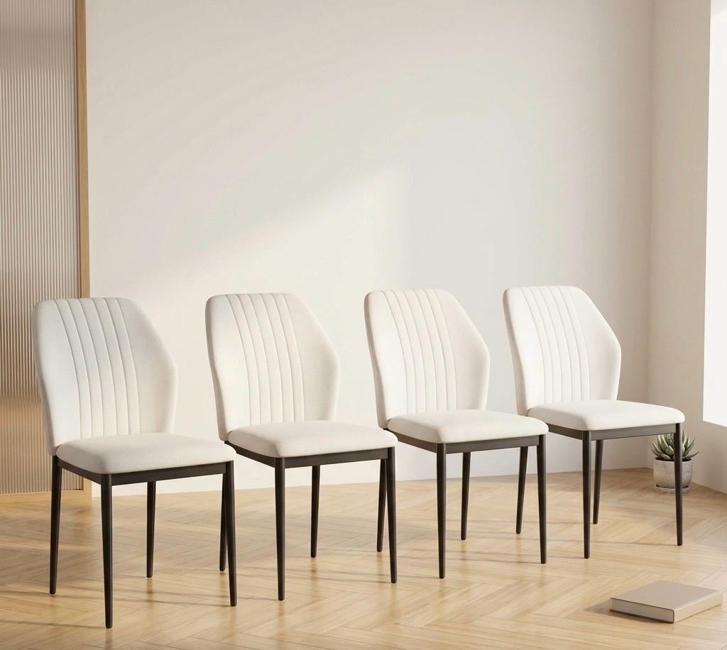 Set of 4 White Dining Chairs | 35" Height | Dining Room Seat | Minimalist Style