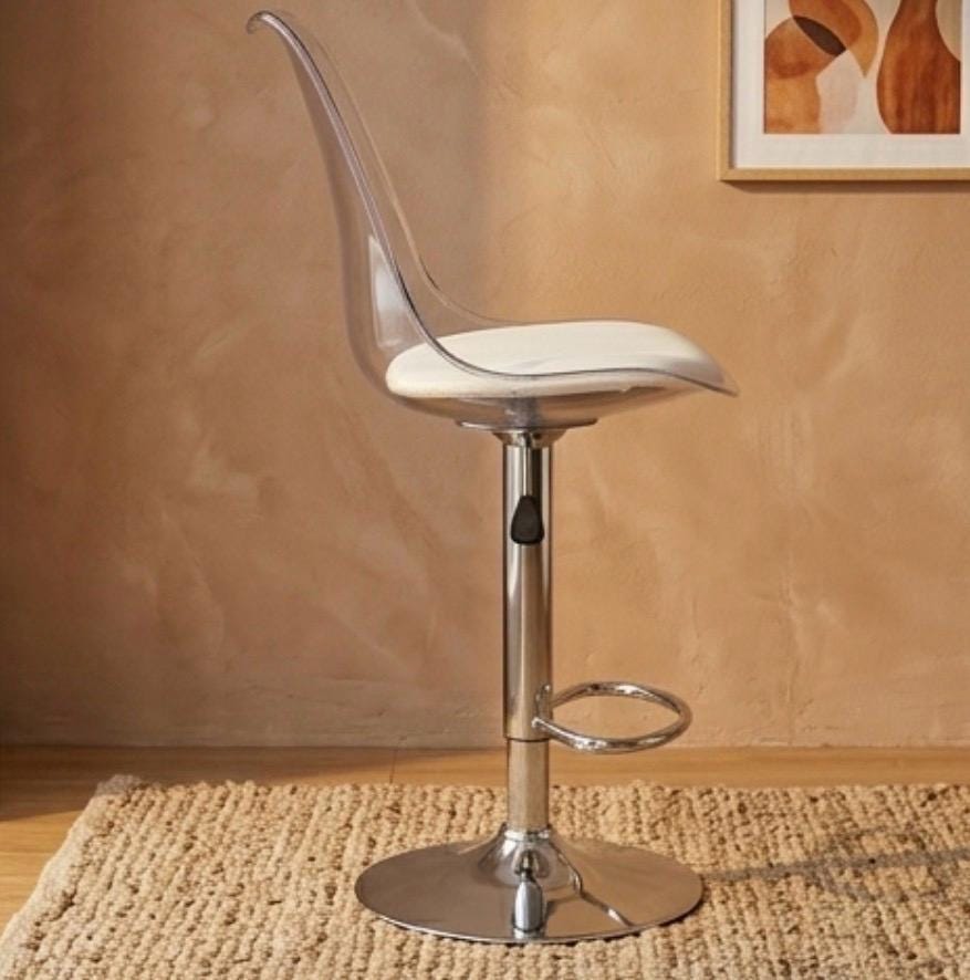 Clear Swivel Bar Stool | 31.5" Height | Home Bar Chair | Modern Style