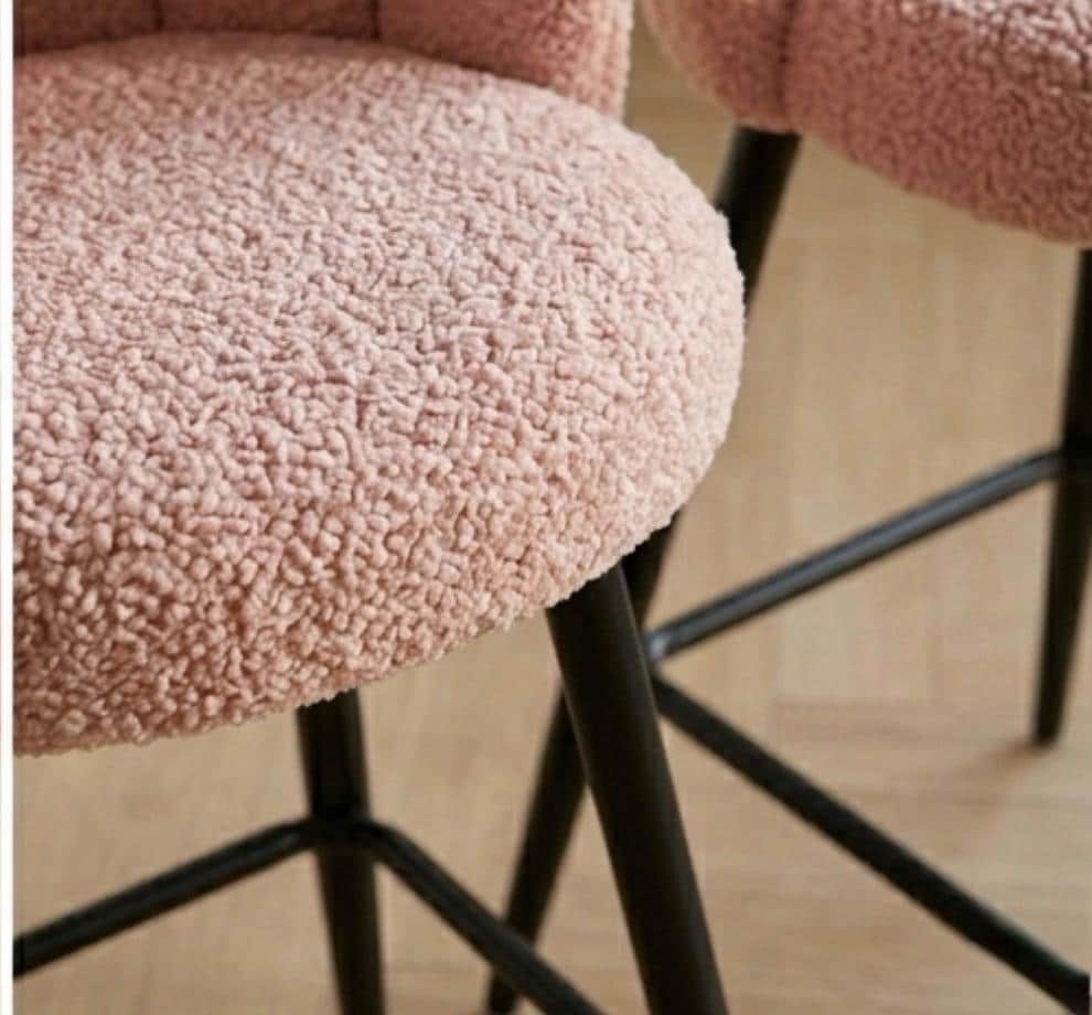 Pink Shell Bar Stool | 26" Height | Kitchen Island Counter Seat | Contemporary Style