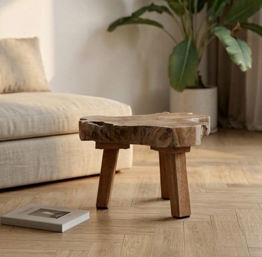 Golden Teak Root Side Table | 9.8" Height | Sofa Side Table | Boho Style