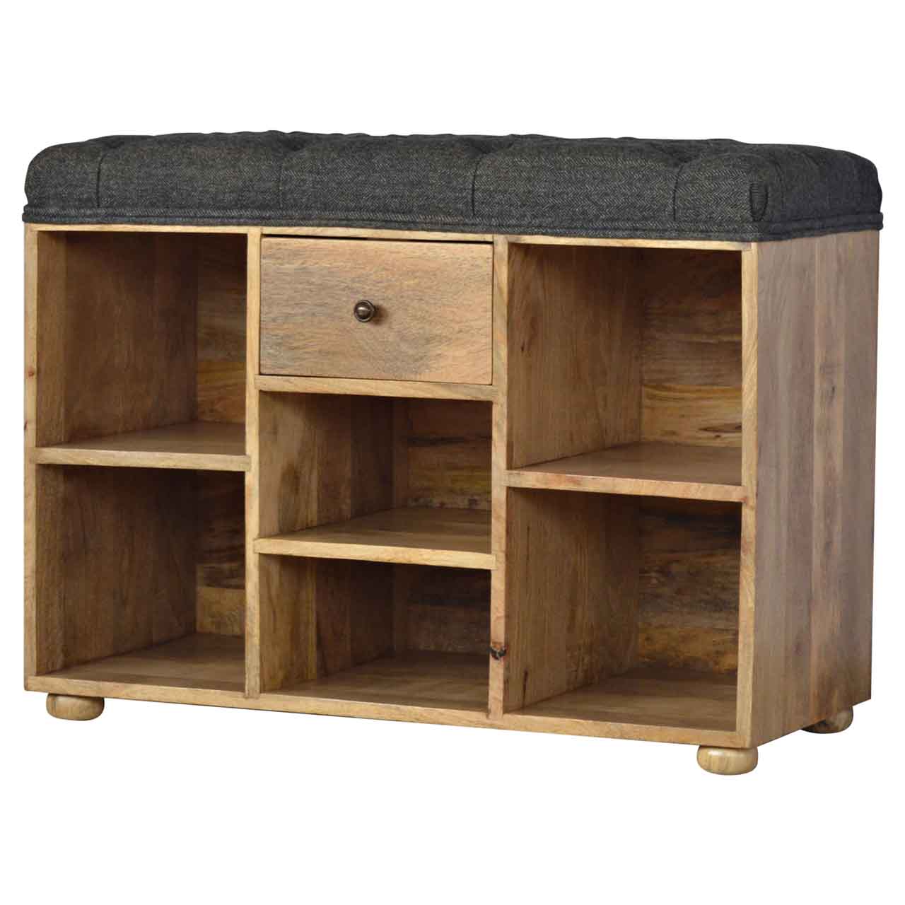 Banc noir tweed 1 Tiroirs