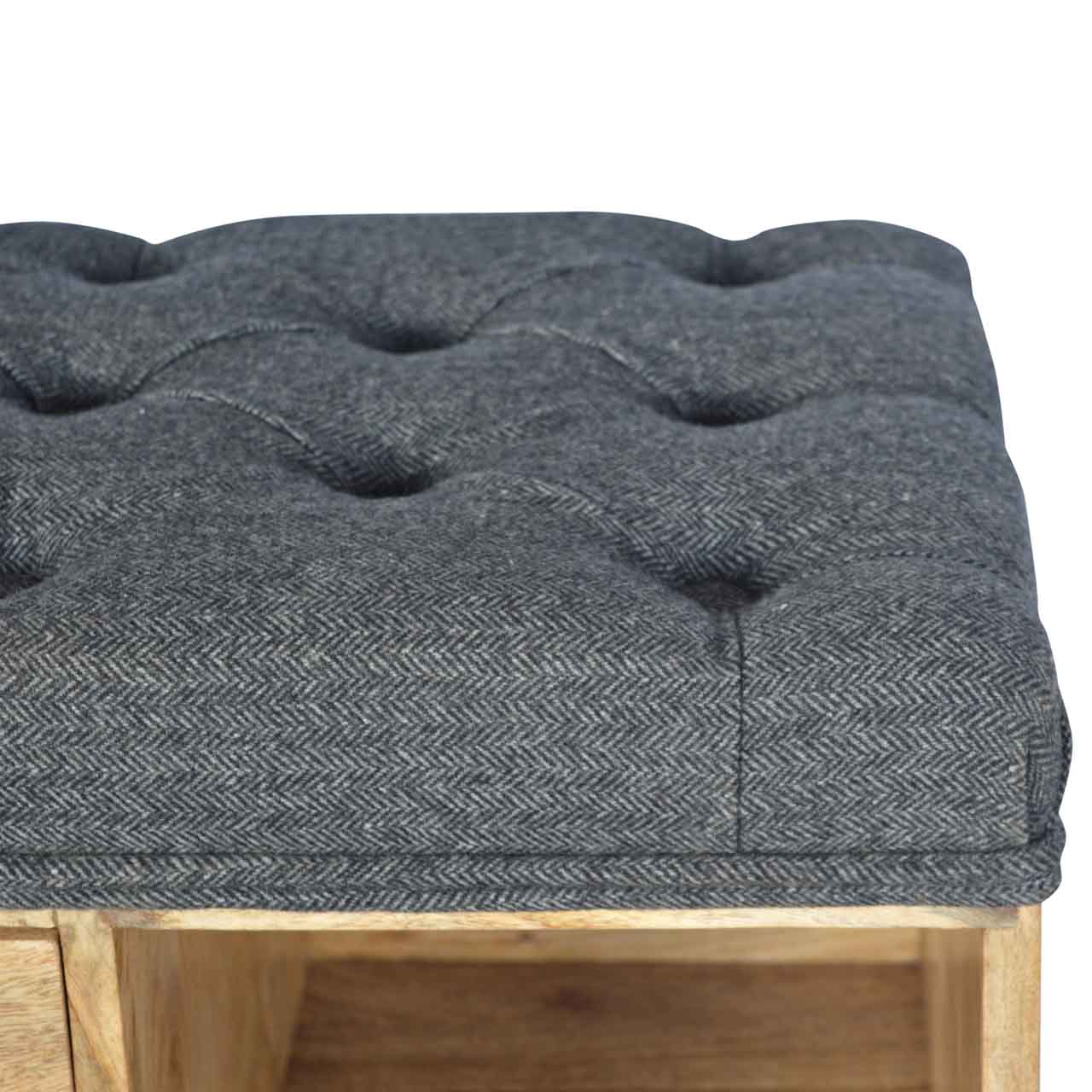 Banc noir tweed 1 Tiroirs